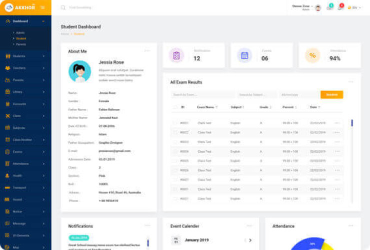 School Management Admin Template - CodeWins Technologies : Web Design ...